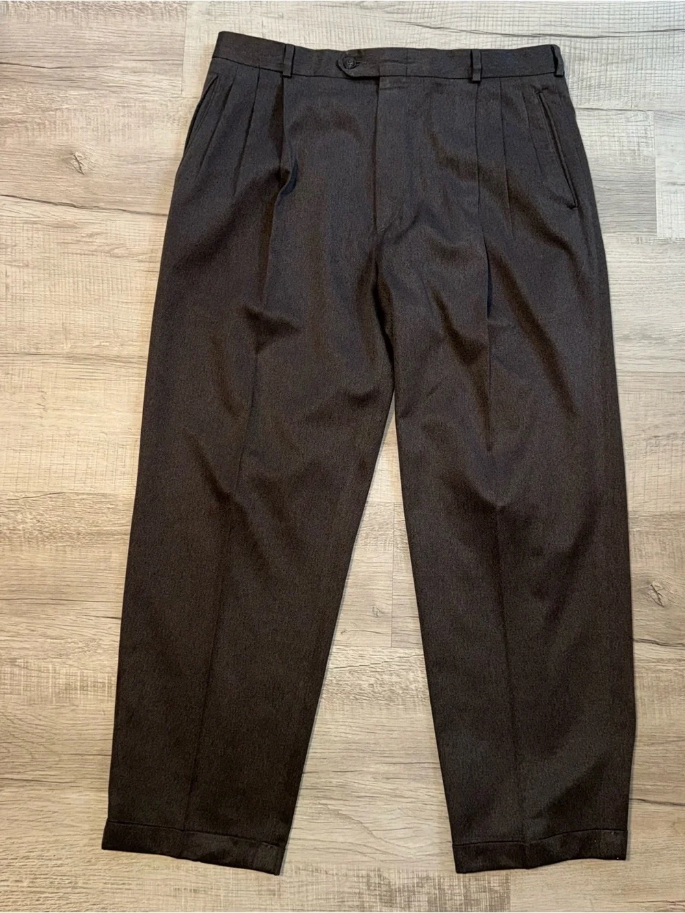 VTG Slates Levi Strauss USA Made 36x30 Pleated Cuffed Slacks Dacron Microfiber